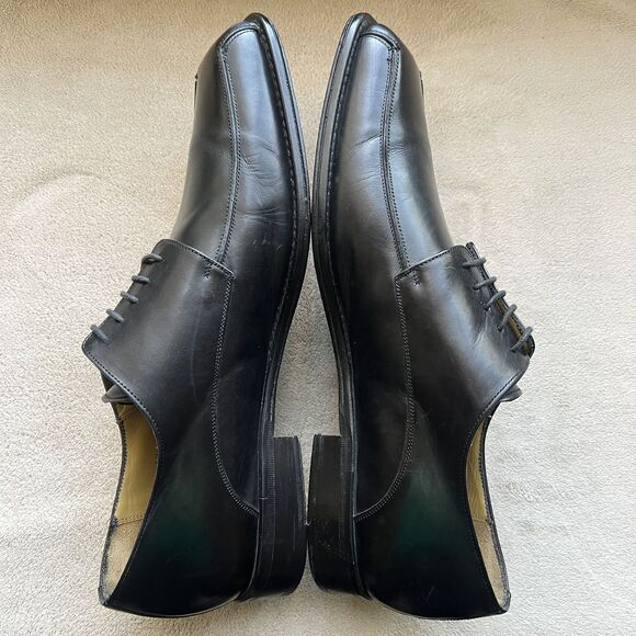 Mezlan Linosa Black Leather Oxford Men’s  12 M Made in Spain Bicycle Toe Dress - Picture 3 of 16